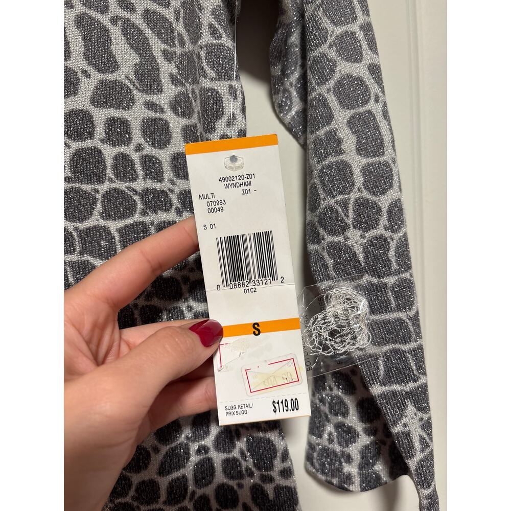 Jones New York Animal Print Metallic Knit Top S - Picture 6 of 8